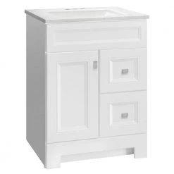Home Decorators Collection Sedgewood 24-1/2 in. Configurable Bath Vanity in White with Solid Surface Top in Arctic with White Sink -Home Decorators Soldes home decorators collection bathroom vanities with tops pplnkwht24d 4f 1000