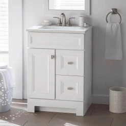 Home Decorators Collection Sedgewood 24-1/2 in. Configurable Bath Vanity in White with Solid Surface Top in Arctic with White Sink