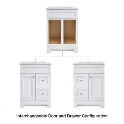 Home Decorators Collection Sedgewood 24-1/2 in. Configurable Bath Vanity in White with Solid Surface Top in Arctic with White Sink -Home Decorators Soldes home decorators collection bathroom vanities with tops pplnkwht24d d4 1000
