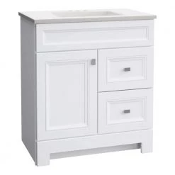 Home Decorators Collection Sedgewood 30-1/2 in. Configurable Bath Vanity in White with Solid Surface Top in Arctic with White Sink -Home Decorators Soldes home decorators collection bathroom vanities with tops pplnkwht30d 44 1000