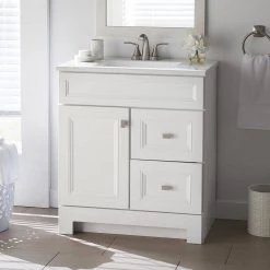 Home Decorators Collection Sedgewood 30-1/2 in. Configurable Bath Vanity in White with Solid Surface Top in Arctic with White Sink