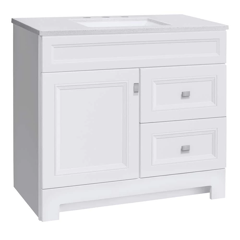 Home Decorators Collection Sedgewood 36-1/2 in. Configurable Bath Vanity in White with Solid Surface Top in Arctic with White Sink 12 Home Decorators Collection Sedgewood 36-1/2 in. Configurable Bath Vanity in White with Solid Surface Top in Arctic with White Sink - Image 10