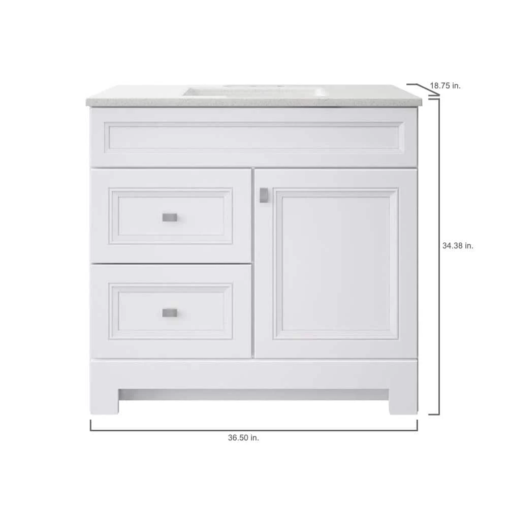 Home Decorators Collection Sedgewood 36-1/2 in. Configurable Bath Vanity in White with Solid Surface Top in Arctic with White Sink 5 Home Decorators Collection Sedgewood 36-1/2 in. Configurable Bath Vanity in White with Solid Surface Top in Arctic with White Sink - Image 3