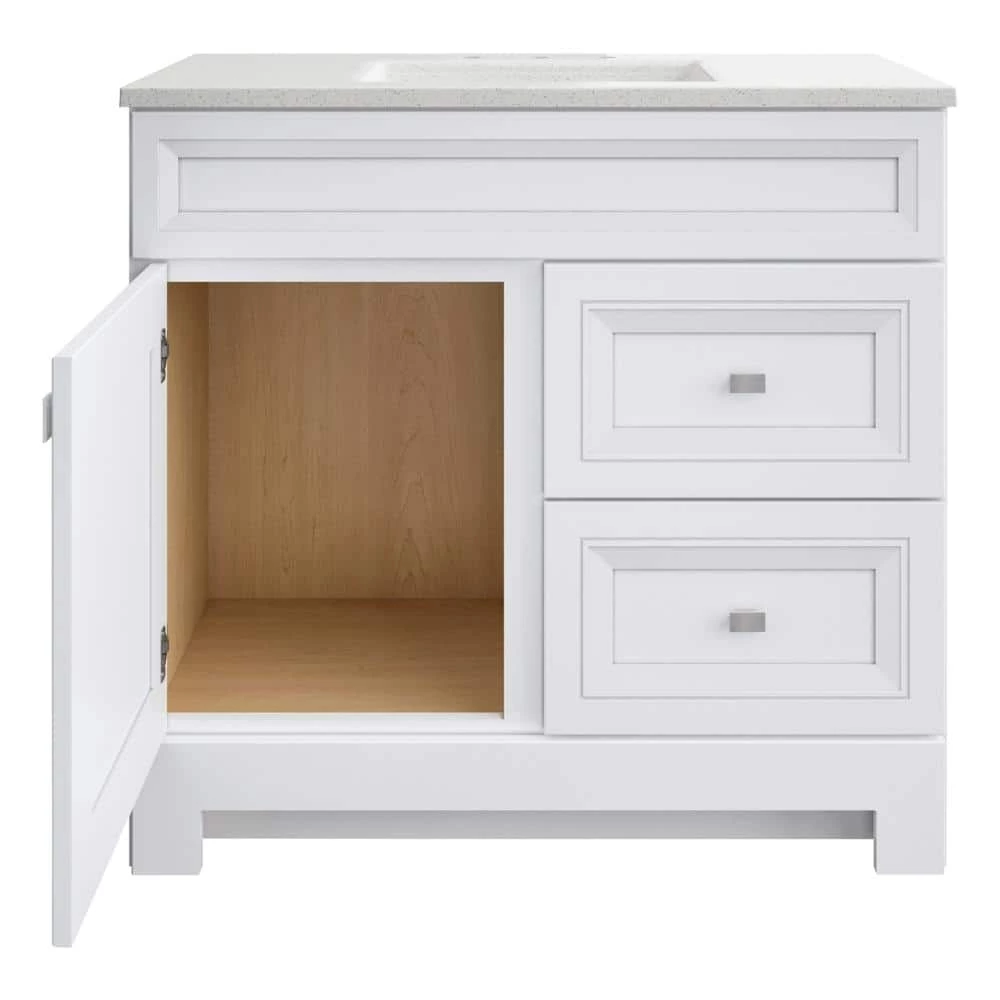 Home Decorators Collection Sedgewood 36-1/2 in. Configurable Bath Vanity in White with Solid Surface Top in Arctic with White Sink 6 Home Decorators Collection Sedgewood 36-1/2 in. Configurable Bath Vanity in White with Solid Surface Top in Arctic with White Sink - Image 4