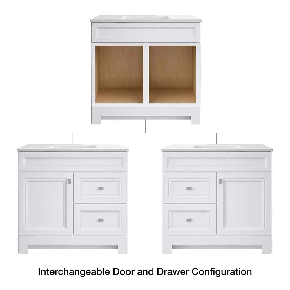 Home Decorators Collection Sedgewood 36-1/2 in. Configurable Bath Vanity in White with Solid Surface Top in Arctic with White Sink 16 Home Decorators Collection Sedgewood 36-1/2 in. Configurable Bath Vanity in White with Solid Surface Top in Arctic with White Sink - Image 14