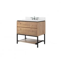 Home Decorators Collection Ventford Reclaimed 36 in. Bath Vanity in Brushed Light Oak with Artificial Carrara Vanity Top with White Basin -Home Decorators Soldes home decorators collection bathroom vanities with tops va wg0501 c3 1000