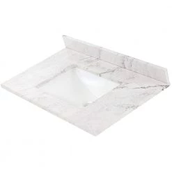 Home Decorators Collection 37 in. W x 22 in. D Stone Effect Vanity Top in Lunar with White Sink -Home Decorators Soldes home decorators collection bathroom vanity tops se3722r lr 4f 1000