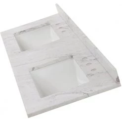 Home Decorators Collection 61 in. W x 22 in. D Stone Effect Double Sink Vanity Top in Lunar with White Sinks -Home Decorators Soldes home decorators collection bathroom vanity tops se6122r lr 1f 1000