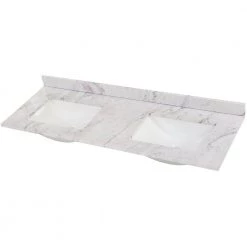 Home Decorators Collection 61 in. W x 22 in. D Stone Effect Double Sink Vanity Top in Lunar with White Sinks -Home Decorators Soldes home decorators collection bathroom vanity tops se6122r lr c3 1000