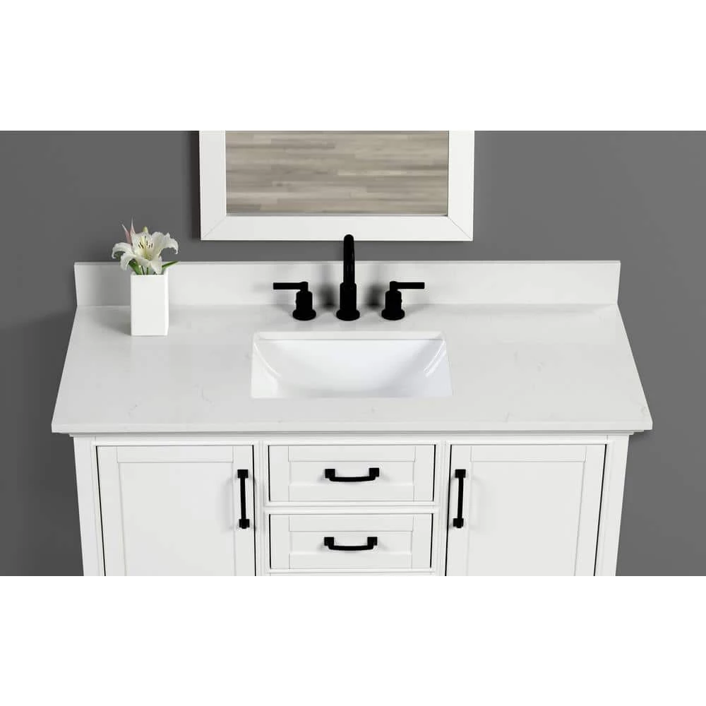 Home Decorators Collection 43 in. W x 22 in. D x 0.75 in. H Quartz Vanity Top in Carrara White with White Basin 12 Home Decorators Collection 43 in. W x 22 in. D x 0.75 in. H Quartz Vanity Top in Carrara White with White Basin - Image 10