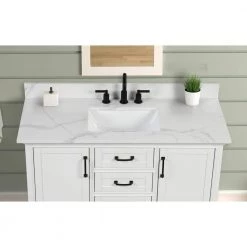 Home Decorators Collection 43 in. W x 22 in. D x 0.75 in. H Engineered Marble Vanity Top in Calacatta White with White Basin -Home Decorators Soldes home decorators collection bathroom vanity tops th0422 31 1000