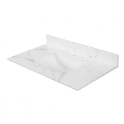 Home Decorators Collection 43 in. W x 22 in. D x 0.75 in. H Engineered Marble Vanity Top in Calacatta White with White Basin -Home Decorators Soldes home decorators collection bathroom vanity tops th0422 4f 1000