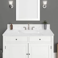Home Decorators Collection 43 in. W x 22 in. D x 0.75 in. H Engineered Marble Vanity Top in Calacatta White with White Basin -Home Decorators Soldes home decorators collection bathroom vanity tops th0422 76 1000