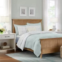 Home Decorators Collection New Haven Reversible 3-Piece Sea Breeze Green and White Double Cloth Gauze Cotton King Duvet Cover Set -Home Decorators Soldes home decorators collection bedding sets duv k mus 1f 1000