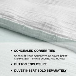 Home Decorators Collection New Haven Reversible 3-Piece Sea Breeze Green and White Double Cloth Gauze Cotton King Duvet Cover Set -Home Decorators Soldes home decorators collection bedding sets duv k mus 40 1000