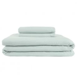 Home Decorators Collection New Haven Reversible 3-Piece Sea Breeze Green and White Double Cloth Gauze Cotton King Duvet Cover Set -Home Decorators Soldes home decorators collection bedding sets duv k mus a0 1000