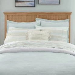 Home Decorators Collection New Haven Reversible 3-Piece Sea Breeze Green and White Double Cloth Gauze Cotton King Duvet Cover Set -Home Decorators Soldes home decorators collection bedding sets duv k mus c3 1000