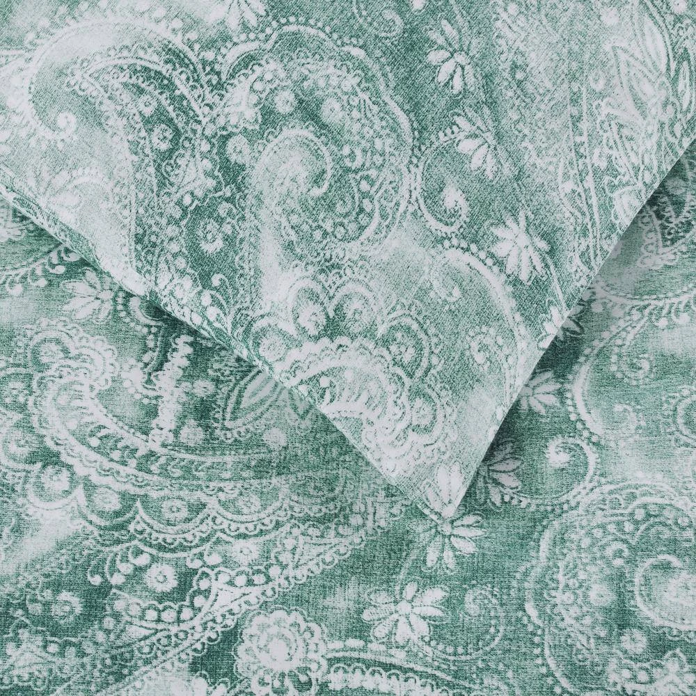 Home Decorators Collection Isabel 3-Piece Teal Boho Paisley Floral Cotton Sateen King Duvet Cover Set 5 Home Decorators Collection Isabel 3-Piece Teal Boho Paisley Floral Cotton Sateen King Duvet Cover Set - Image 3