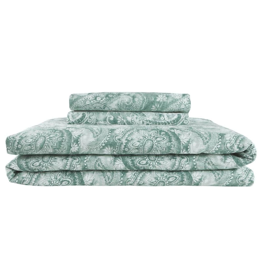 Home Decorators Collection Isabel 3-Piece Teal Boho Paisley Floral Cotton Sateen King Duvet Cover Set 9 Home Decorators Collection Isabel 3-Piece Teal Boho Paisley Floral Cotton Sateen King Duvet Cover Set - Image 7