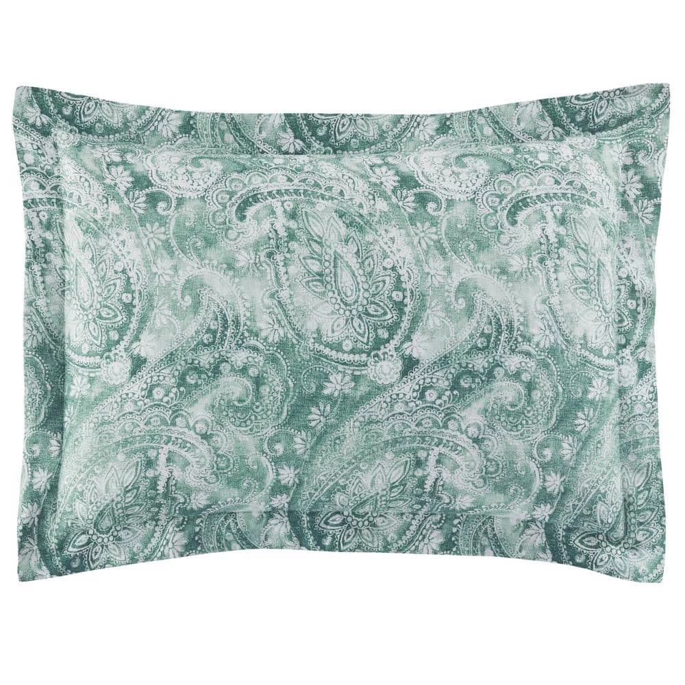 Home Decorators Collection Isabel 3-Piece Teal Boho Paisley Floral Cotton Sateen King Duvet Cover Set 10 Home Decorators Collection Isabel 3-Piece Teal Boho Paisley Floral Cotton Sateen King Duvet Cover Set - Image 8