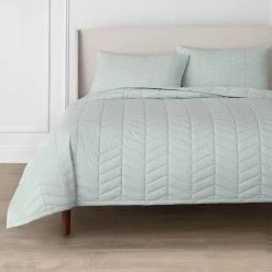 Home Decorators Collection Spring Hill 3-Piece Sea Breeze Green Diamond Cotton Full/Queen Quilt Set