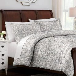 Home Decorators Collection Averly 3-Piece Gray Clipped Jacquard King Comforter Set