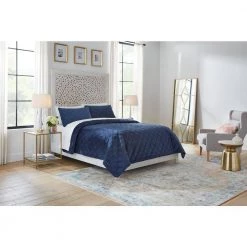 Home Decorators Collection Sylvie 3-Piece Midnight Blue Velvet Full/Queen Quilt Set -Home Decorators Soldes home decorators collection bedding sets fa97185 fq a0 1000
