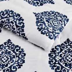Home Decorators Collection Lenora 3-Piece Blue and White Medallion Sateen Full/Queen Comforter Set -Home Decorators Soldes home decorators collection bedding sets kefqexmd 40 1000