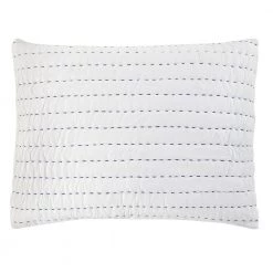 Home Decorators Collection 3-Piece Bright White and Lake Blue Pick-Stitch Handcrafted Cotton Full/Queen Quilt Set -Home Decorators Soldes home decorators collection bedding sets m002 77 1000