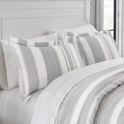 Home Decorators Collection Arden 3-Piece White and Gray Textured Stripe Full/Queen Comforter Set -Home Decorators Soldes home decorators collection bedding sets nhtel 19035 e1 1000