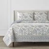 Home Decorators Collection 3-Piece Lake Blue Floral Tonal Block Print Cotton Full/Queen Quilt Set -Home Decorators Soldes home decorators collection bedding sets phc 140 22 64 1000