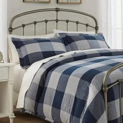 Home Decorators Collection Ashdale 3-Piece Blue Plaid Full/Queen Duvet Cover Set