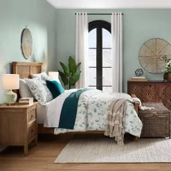 Home Decorators Collection Viola 3-Piece Green and White Watercolor Botanical Cotton Full/Queen Comforter Set -Home Decorators Soldes home decorators collection bedding sets ysh20 cys 102 1d 1000