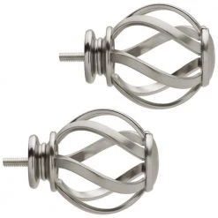 Home Decorators Collection Mix and Match Swirl Cage 1 in. Curtain Rod Finial in Brushed Nickel (2-Pack) -Home Decorators Soldes home decorators collection curtain rod finials 1904s03bn a0 1000