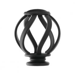 Home Decorators Collection Mix and Match Swirl Cage 1 in. Curtain Rod Finial in Matte Black (2-Pack)