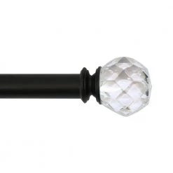Home Decorators Collection Mix and Match Faceted Crystal Sphere 1 in. Curtain Rod Finial in Matte Black (2-Pack)