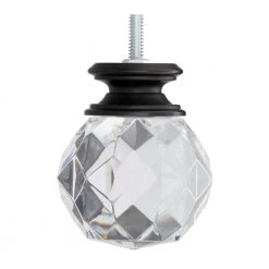 Home Decorators Collection Mix and Match Faceted Crystal Sphere 1 in. Curtain Rod Finial in Matte Black (2-Pack) -Home Decorators Soldes home decorators collection curtain rod finials ambf1512k16 77 1000