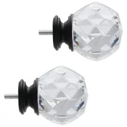 Home Decorators Collection Mix and Match Faceted Crystal Sphere 1 in. Curtain Rod Finial in Matte Black (2-Pack) -Home Decorators Soldes home decorators collection curtain rod finials ambf1512k16 a0 1000