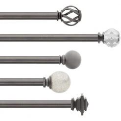 Home Decorators Collection Mix and Match Mercury Glass Sphere 1 in. Curtain Rod Finial in Gunmetal (2-Pack) -Home Decorators Soldes home decorators collection curtain rod finials f1601k01gm c3 1000