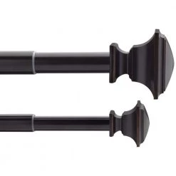 Home Decorators Collection 72 in. - 144 in. Telescoping 3/4 in. and 1 in. Double Curtain Rod Kit in Oil Rubbed Bronze with Flat Square Finials -Home Decorators Soldes home decorators collection double curtain rods u orb144fjka04 40 1000