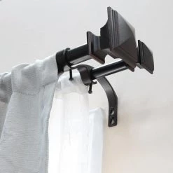Home Decorators Collection 36 in. - 72 in. Telescoping 3/4 in. and 1 in. Double Curtain Rod Kit in Oil Rubbed Bronze with Flat Square Finials -Home Decorators Soldes home decorators collection double curtain rods u orb72fjka04 c3 1000