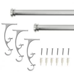 Home Decorators Collection 50 in. - 144 in. Telescoping 3/4 in. Double Rod Conversion Kit in Brushed Nickel -Home Decorators Soldes home decorators collection double curtain rods ubn144fohj07 66 1000