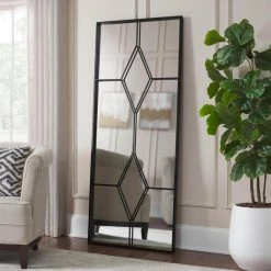 Home Decorators Collection Oversized Black Metal Frame Diamond Windowpane Classic Floor Mirror (70 in. H x 29 in. W) -Home Decorators Soldes home decorators collection floor mirrors 19mje2741 bk 40 1000