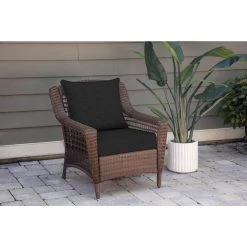 Home Decorators Collection Oak Cliff 24 x 24 Sunbrella Canvas Black Deep Seating Outdoor Lounge Chair Cushion -Home Decorators Soldes home decorators collection lounge chair cushions ah1n821b d9d1 e1 1000