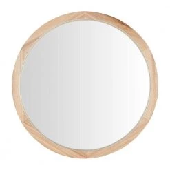 Home Decorators Collection Medium Round Brown Natural Wood Transitional Accent Mirror (24 in. Diameter)