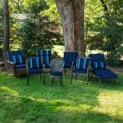 Home Decorators Collection 21.5 x 44 Sunbrella Spectrum Indigo High Back Outdoor Dining Chair Cushion -Home Decorators Soldes home decorators collection outdoor dining chair cushions ah27216b d9d1 1f 1000