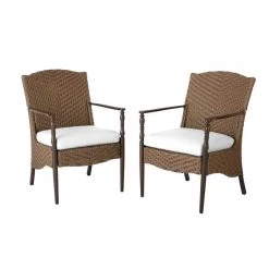 Home Decorators Collection Bolingbrook Stationary Wicker Outdoor Dining Chair with Bare Cushions (2-Pack)
