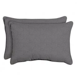 Home Decorators Collection 16 in. x 24 in. Sunbrella Cast Slate Oversized Lumbar Outdoor Throw Pillow (2-Pack)