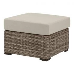 Home Decorators Collection Kingsbrook Commercial Aluminum Wicker Outdoor Ottoman with Tan Cushion -Home Decorators Soldes home decorators collection outdoor ottomans gf 11104 arp a 40 1000