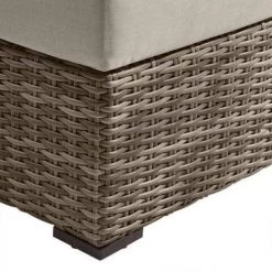 Home Decorators Collection Kingsbrook Commercial Aluminum Wicker Outdoor Ottoman with Tan Cushion -Home Decorators Soldes home decorators collection outdoor ottomans gf 11104 arp a a0 1000